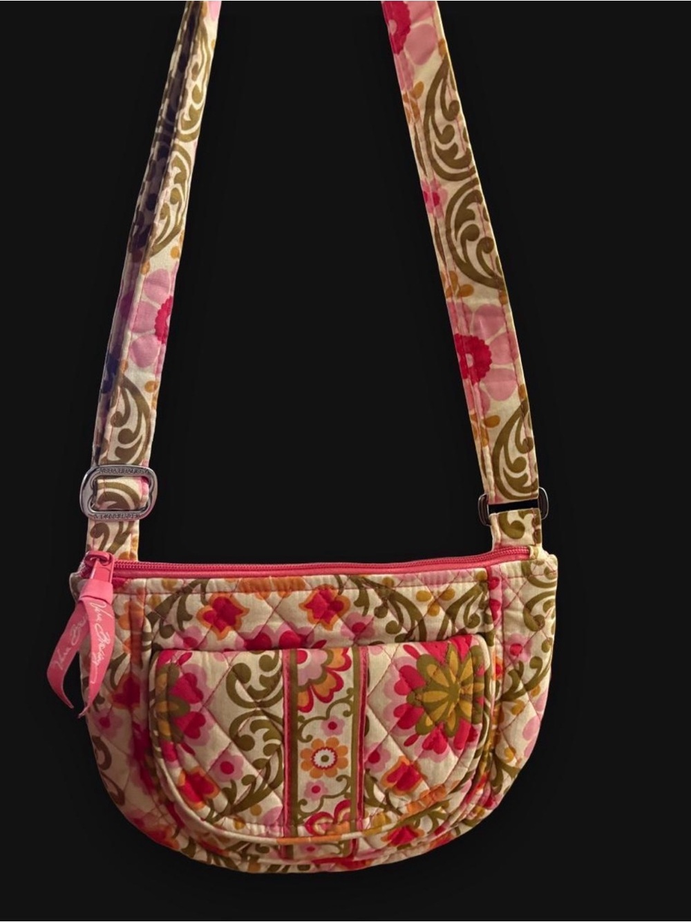 Vera Bradley Pinwheel Pink Quilted Cotton Crossbody Bag